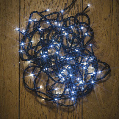 Noma Christmas 80, 120, 180, 240, 360, 480, 720, 1000 Multifunction LED Lights with Green cable and Timer - Bright White, 720 Bulbs