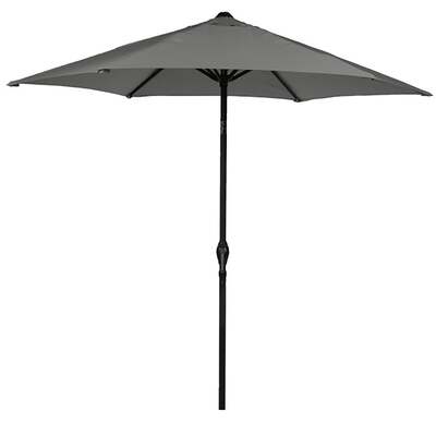 Bracken Outdoors Grey 3m Crank and Tilt Round Garden Parasol - Graphite Pole