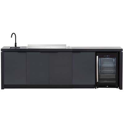 BeefEater 6 Burner Proline Flat Lid Barbecue with Cabinex Kitchen and Fridge