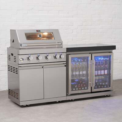 Draco Grills 4 Burner BBQ Modular Outdoor Kitchen with Double Fridge Unit, Early December 2024 / With Granite Side Panels