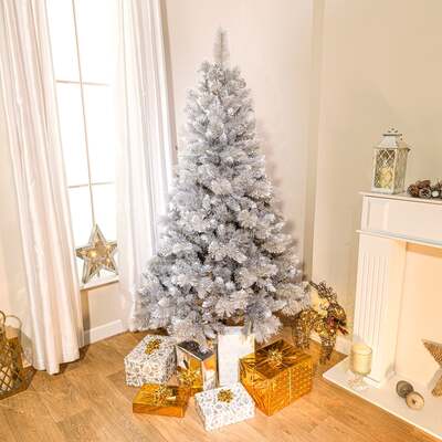 5ft - 7ft Vancouver Frosted Pine PE Artificial Christmas Tree, 5ft