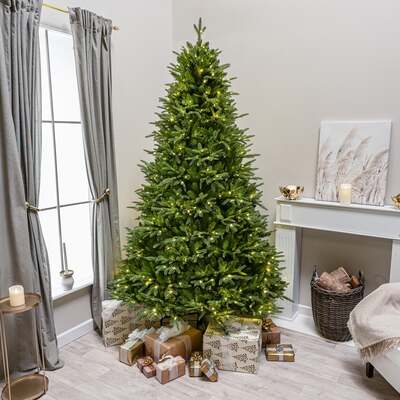 Blenheim Fir Artificial Pre-Lit PE Christmas Tree 6.5FT, 7.5FT, 7.5ft (2.3m)