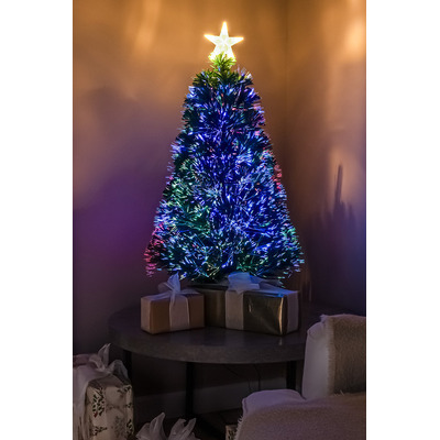 2ft - 7ft Green Fibre Optic Christmas Tree with Multi Coloured Fibre Optic Lights, 2FT