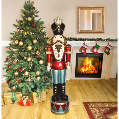 4.5ft Christmas Nutcracker Soldier - Blue, Red and Black with LED Lights