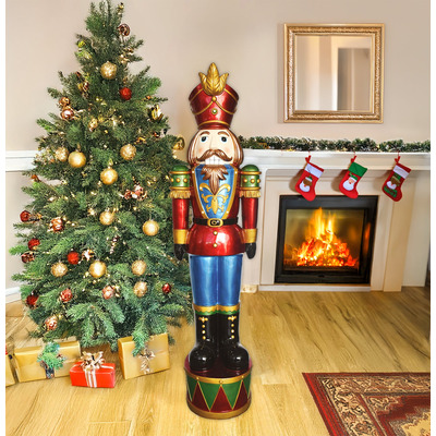 4.5ft Traditional Christmas Nutcracker Soldier - Red, Green and Blue with LED Lights