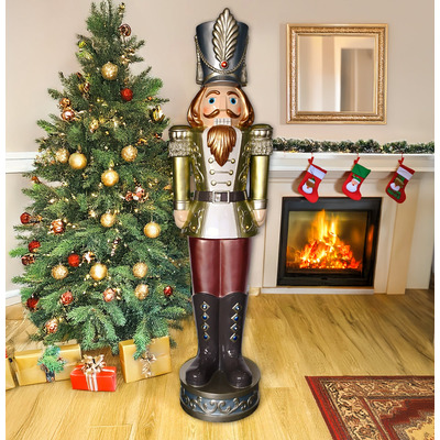 5.5ft Christmas Nutcracker Soldier - Traditional Metallic Colours LED Lights
