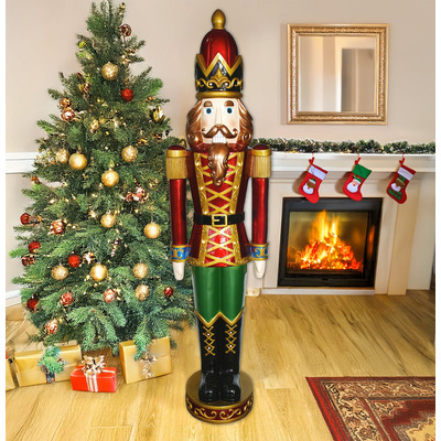 5.5ft Christmas Nutcracker Soldier - Red, Gold and Green with LED Lights