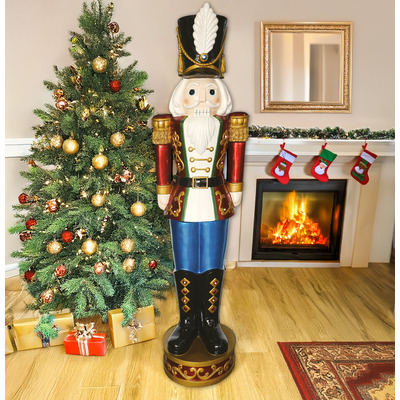 5.5ft Christmas Nutcracker Soldier - Traditional Red, White and Blue with LED Lights
