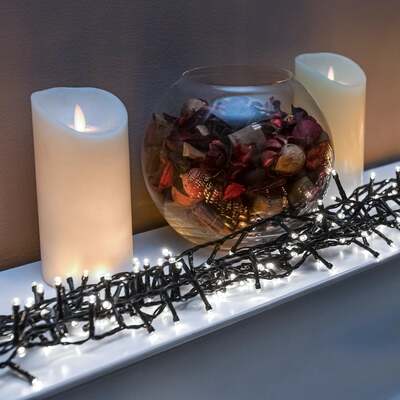 Bright White LED Multi-Function Christmas String Lights with Green Cable 240,360,480,720, 960 Bulbs, 960 LEDs