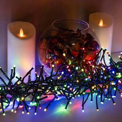 Multi-Coloured Multi-Function Christmas Cluster Lights with Green Cable 360, 480, 720, 960, 2000 LED, 720 LEDs