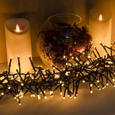 Warm White Multi-Function Christmas Cluster Lights with Green Cable 360, 480, 720, 960, 2000 LED, 360 LEDs
