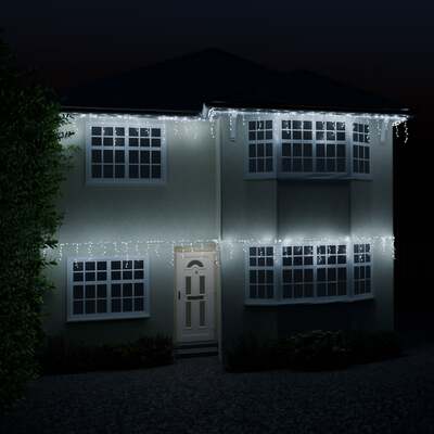 White/Warm White Twinkling Christmas Icicle Lights with White Cable 126,210,420,700,924 LEDs, 126 LEDs