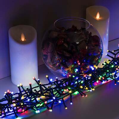 Multi-Coloured Multi-Function Christmas Compact LED Tree Lights with Green Cable 750,1000,1500, 1500 LEDs
