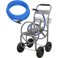 Sealey Hot and Cold Water Rubber Heavy Duty Hose Reel Cart 3/4" / 19mm 30m Blue