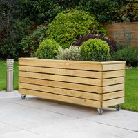 3'11 x 1'4 Forest Linear Long Wooden Garden Planter with Wheels (1.2m x 0.4m)