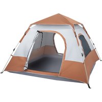 240*240*150cm Spring Quick Opening Four-Person Family Tent Camping Tent Brown