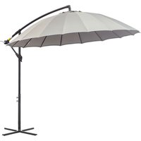 3(m) Cantilever Shanghai Parasol w/ Crank Handle, Cross Base, Grey Outsunny