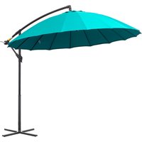 3(m) Cantilever Shanghai Parasol Crank Handle, Cross Base, Turquoise Outsunny