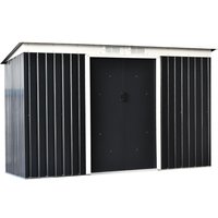 Outsunny 9 x 4FT Outdoor Garden Storage Shed w/ 2 Door Galvanised Metal Grey