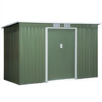 9ft x 4.25ft Corrugated Metal Shed  with Foundation Vent Doors Green