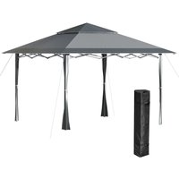 4x m Pop-up Gazebo Double Roof Roller Bag Steel Frame, Dark Grey