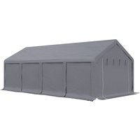 4x8m Patio Garden Party Canopy, PVC Cover Water-Resistant Dark Grey