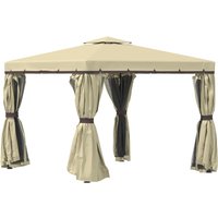 3x3m Patio Gazebo Water Repellent Roof, Mosquito Net Aluminium Beige