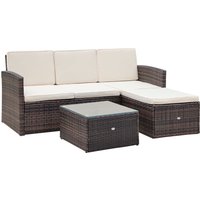 3PC Outdoor Patio Furniture Set Wicker Rattan 3-Seater Sofa Chair Couch Brown