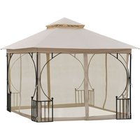 Metal Gazebo With Sides Beige  3m x 3m Waterproof Gazebo