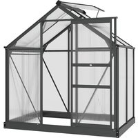 Polycarbonate Walk-In Garden Greenhouse Aluminium Frame w/ Slide Door 6 x 4ft