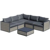 6 PCs Patio PE Rattan Sofa Set Sectional Conversation Furniture Set
