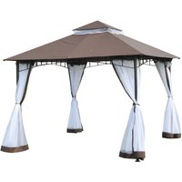 3x3m Gazebo W/Netting-Brown
