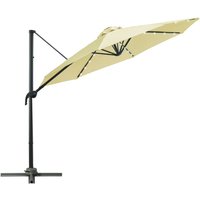 3m Cantilever Parasol Patio Umbrella with LED Solar Light Beige