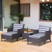 5-Piece PE Rattan Outdoor Garden Furniture Set