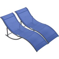 Set of 2 Zero Gravity Lounge Chair Recliners Sun Lounger Navy Blue