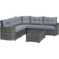 Aluminium 4 Pieces Outdoor PE Rattan Sectional Conversation Sofa Set