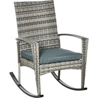 Rattan Rocking Chair Rocker with Cushion - Light Grey