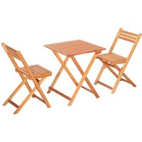 3Pcs Garden Bistro Set, Folding Outdoor Chairs and Table Set, Teak