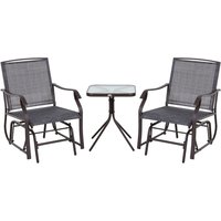 Steel Frame Set-of-2 Glider Rocking Chair w/ Table Set Grey