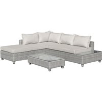 3 PCs Aluminium Patio PE Rattan Sectional Sofa Set w/ Chaise Lounge