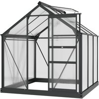 Polycarbonate Walk-In Garden Greenhouse Aluminium Frame w/ Slide Door 6 x 6ft