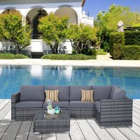 Rattan Set, 4 PC-Grey