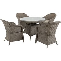 5 Pieces Outdoor Patio PE Rattan Dining Set, Four Seater , Grey