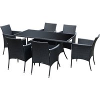 Rattan Garden Furniture Dining Set 6-seater Patio Rectangular Table Cube Chairs