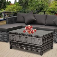 Rattan Coffee Table with Glass Top