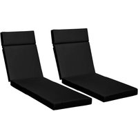 Set of 2 Lounger Cushions Deep Seat Patio Cushions with Ties Black