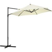 2.5M Garden Cantilever Parasol W/ 360 Rotation and Cross Base, Beige