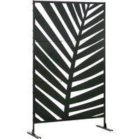 Outsunny 6.5FT Metal Outdoor Privacy Screen Panel with Stand, Banana Leaf Style