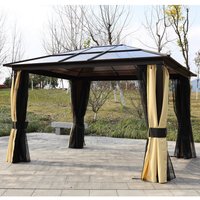 3.6m x 3m Outdoor Aluminium Alloy Gazebo w/ LED Solar Lights Beige