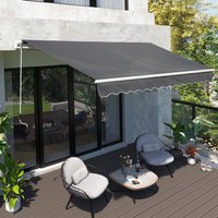 4x2.5m Retractable Manual Awning Window Door SunShade Canopy & Crank Handle